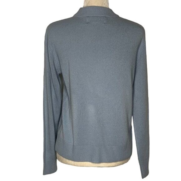 Vintage 90s Sag Harbor Mock Neck Sweater M Light Blue Long Sleeve Acrylic Knit - Picture 3 of 5